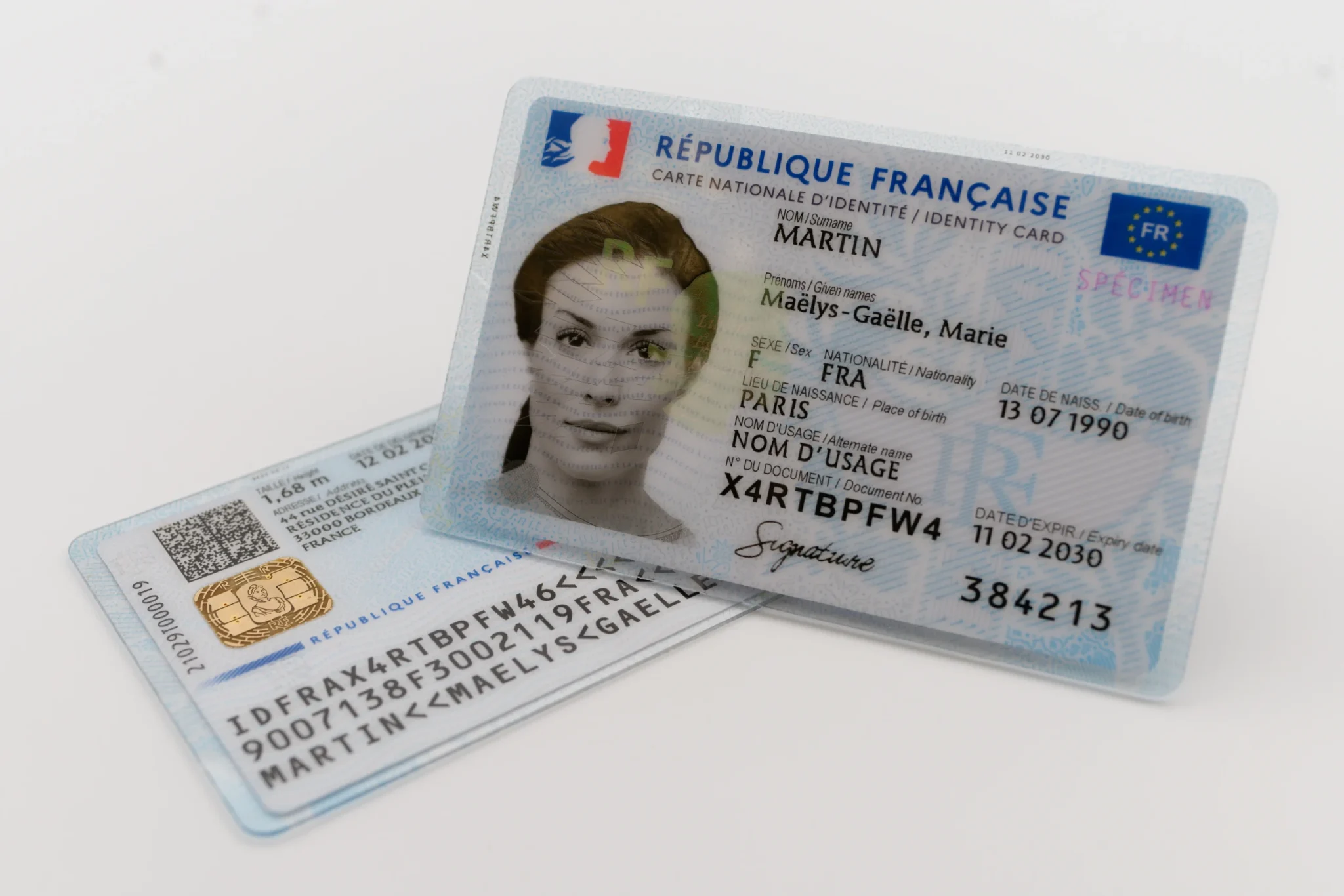 french id card back and front in one picture